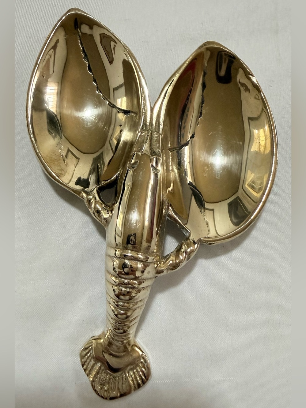 Brass Lobster Double Scoop Decorative Dish -  Gold Accent Home Decor